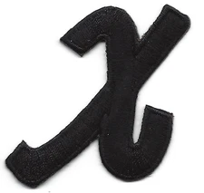 SCRIPT LETTERS - Black Script  2" Letter "X" - Iron On Embroidered Applique