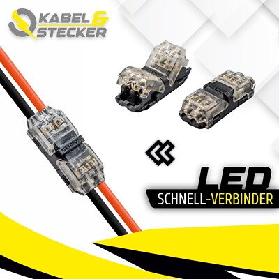   10x LED H-Leitungsverbinder Verbindung Kabelverbinder Audio Stecker 2-Polig  