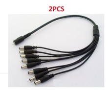 2PCS - Camera 1 DC Female to 8 DC Male Splitter Cable AC DC Power Supply for 12V