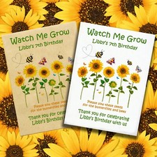 Pack of 5 Personalised - Watch Me Grow Sunflower Seed packets - Birthday - Gift