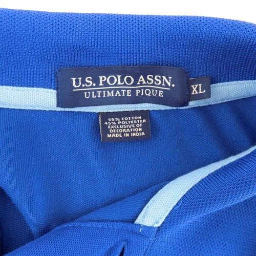 U.S. POLO ASSN. Ultimate Pique Size XL Mens Golf-Polo Logo Caribbean Blue - Picture 5 of 6