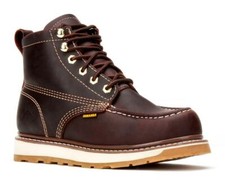 Men's Burgundy 6" Moc Toe Leather Steel Toe Work Boots BAT-612 Size 5-13 D, M 