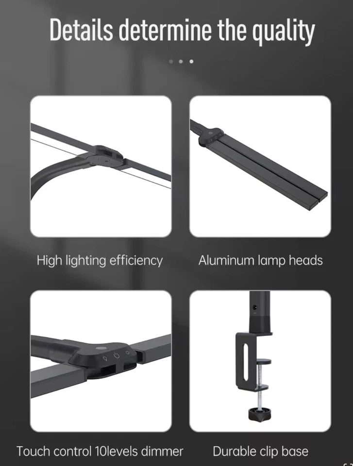 Bildschirmlampe Tisch Lampe LED TOUCH dimmbar Büro PC Tageslicht  24W 80cm XL !! - Bild 4 von 4