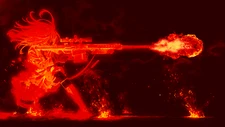 Anime girls sniper rifle drawing red barrett 50 cal Custom Gaming Mat Desk