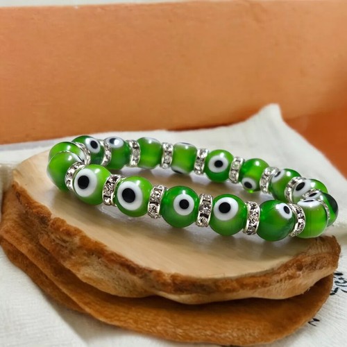 Murano Glass Evil Eye 10mm Bracelet Multiple Varieties Blue Yellow White - Picture 15 of 16