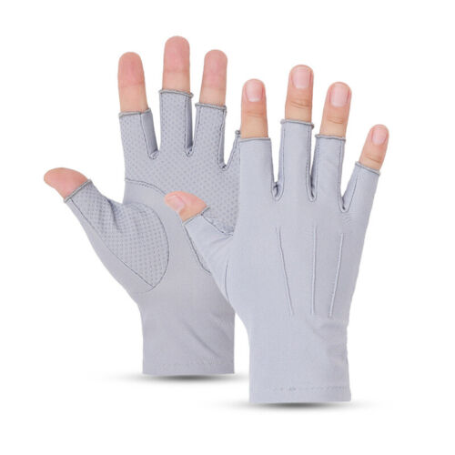 Anti-uv Fingerless Gloves Driving Glove Polyester Half Fingers Glove Thin Mitte^ - Picture 17 of 33