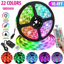 5M 16.4ft RGB Waterproof LED 5050 SMD Flexible Strip Light 12V+Remote+Power
