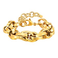 Hip hop Twist chain gold bracelet For ladies Stainless Steel Jewelry 11mm 8.26''