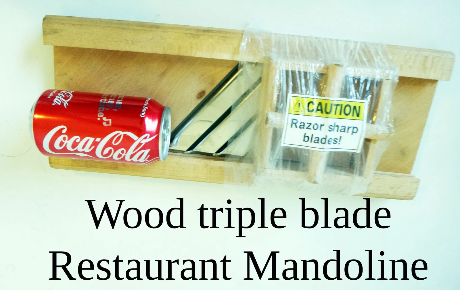 MANDOLINE wood wooden industrial triple blade restaurant vegetable slicer blade
