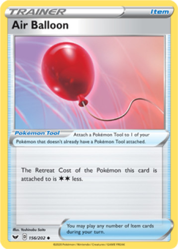 1x Air Balloon 156/202  Sword & Shield Pokemon TCG Card NM
