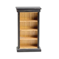 DOLLHOUSE Bookcase Bookshelf Natural Wood with Black Trim Doll House Miniature