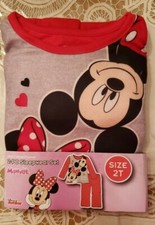  MINNIE w/MICKEY MOUSE  FLANNEL 2T Pajamas 2 Piece Long Sleeves Disney NEW