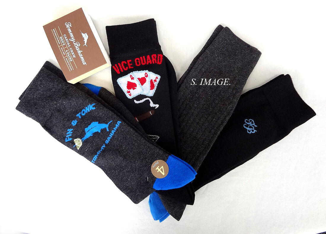 4 Pair Tommy Bahama Men's Crew Socks 