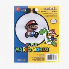 Super Stitch Bros: Beginner's Cross Stitch Kit - Mario Themed, 11 Count Aida, 3'