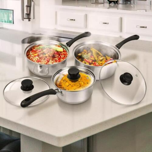 6 PCS Stainless Steel Saucepan Set Induction Cooking Pot Cooker Cookware Kitchen - Picture 3 of 18