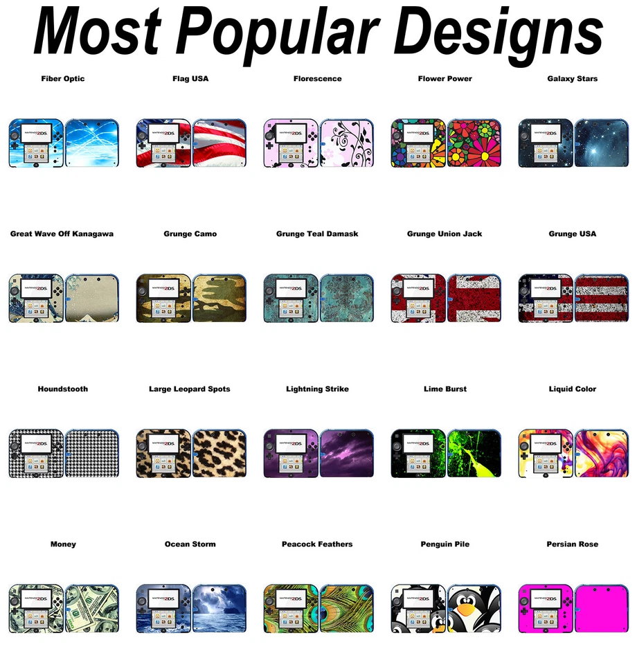 Elige cualquier 1 calcomanía de vinilo / diseño de revestimiento para Nintendo 2DS - ¡Compra 1 y obtén 1 gratis! Foto 3 de 4