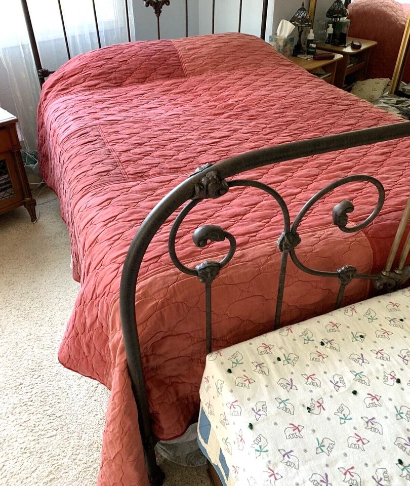 Hecho a mano con restos de seda/lino Bella Notte 97 x 99" edredón amapola NUEVO regalo Foto 3 de 4