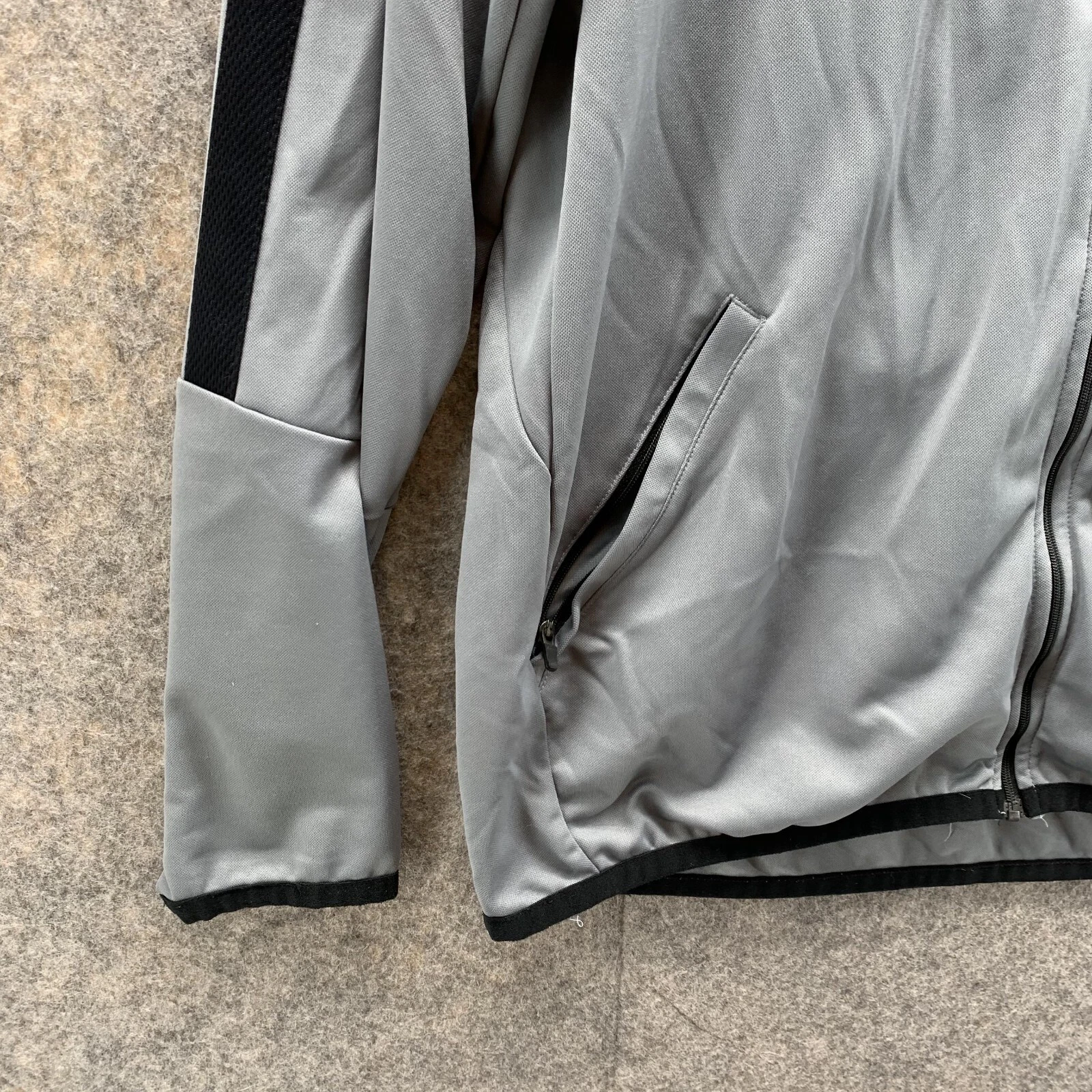 VETEMENTS Felpa Nike Maglione Uomo Large Adulto Grigio Nero Cerniera Piena Logo Atletico Traccia