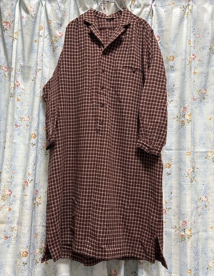 ジャケット・アウター 22ss Yohji Yamamoto long shirt coat Yohji Yamamoto Y's Vintage Check Long Shirt Coat Brown Wool