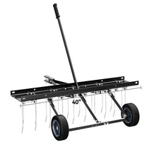40" Dethatcher Tow Behind Lawn rake Lawn Sweeper Height Adjustable Black Steel