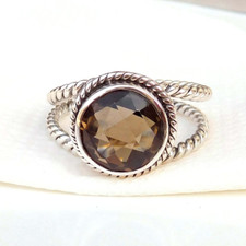 Natural Smoky quartz Ring, 925 Sterling Silver Smoky quartz Ring Size 8-SQ018