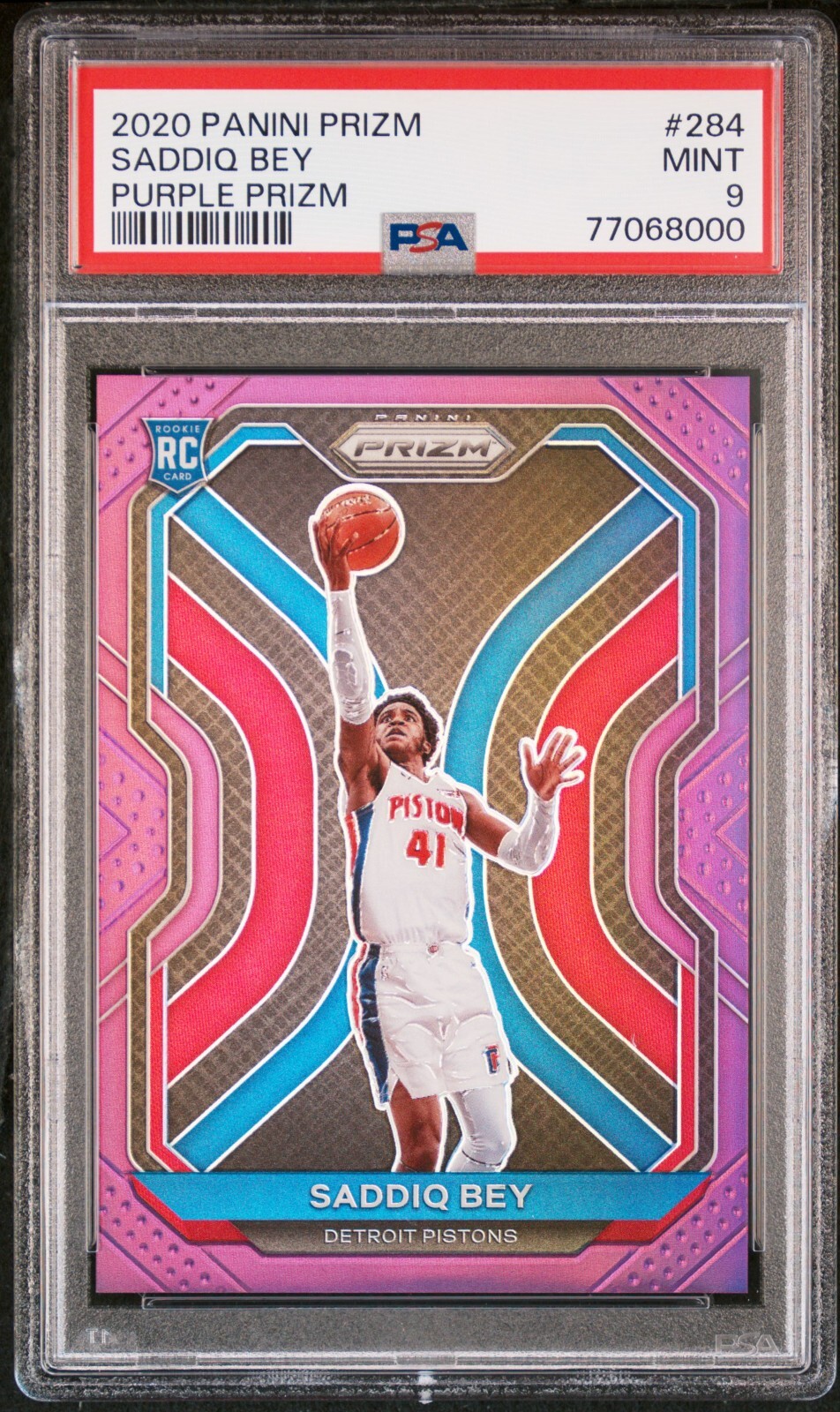 PSA 9 2020-21 Panini Prizm Saddiq Bey Purple Prizm Rookie #284 /99