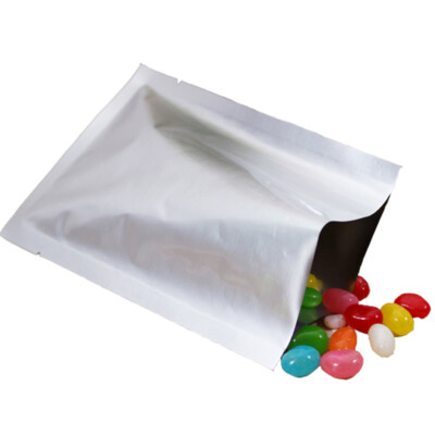 100 Silver Open Top Food Bags – Heat Sealable, BPA Free, PET+AL+PE Material, 10cm X 7cm