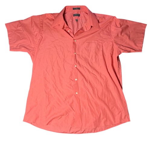 Arrow Poplin Shirt Wrinkle Free Half Sleeve Button Up Coral Large