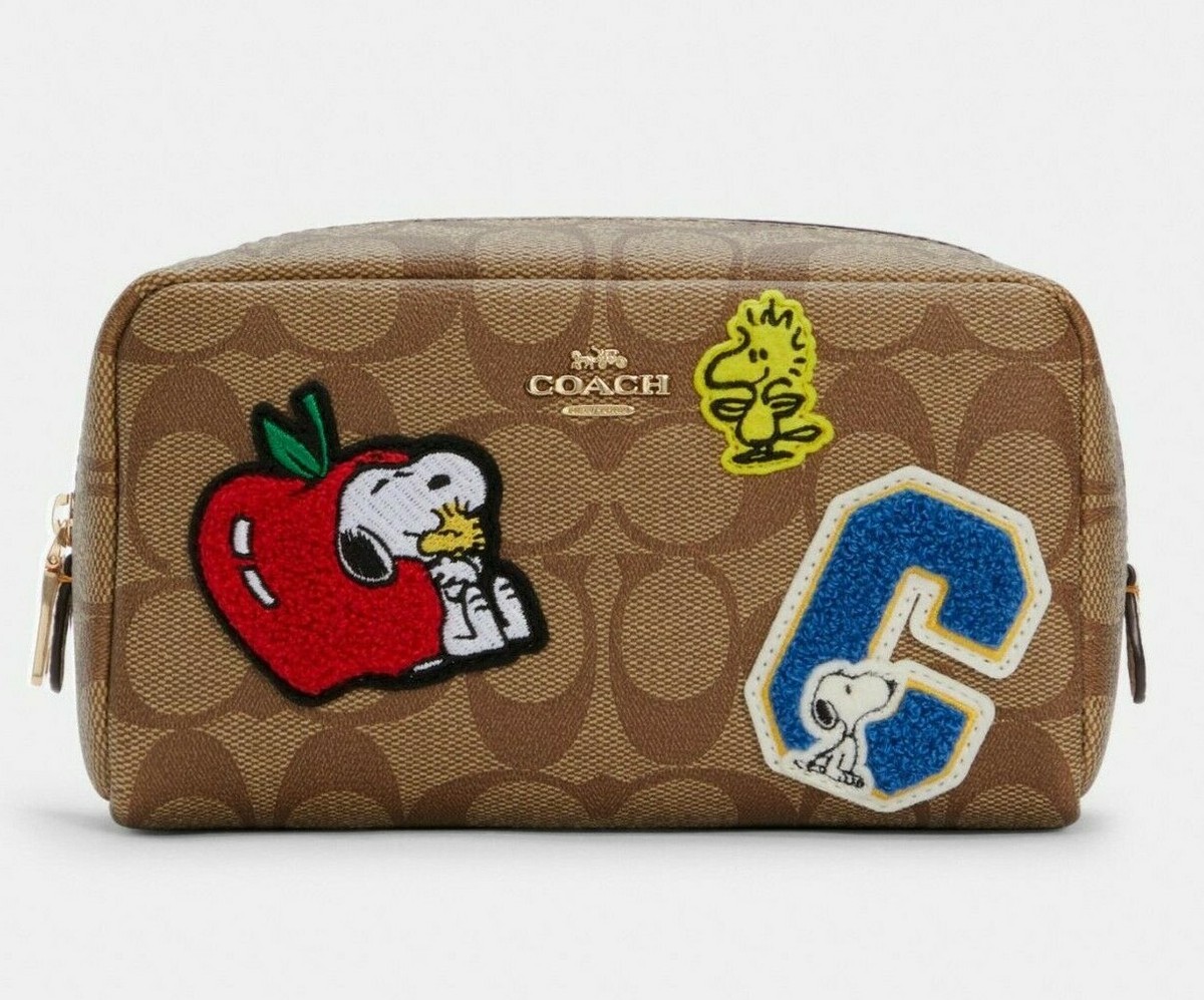Coach X Peanuts Small Boxy Cosmetic Case Signature Canvas