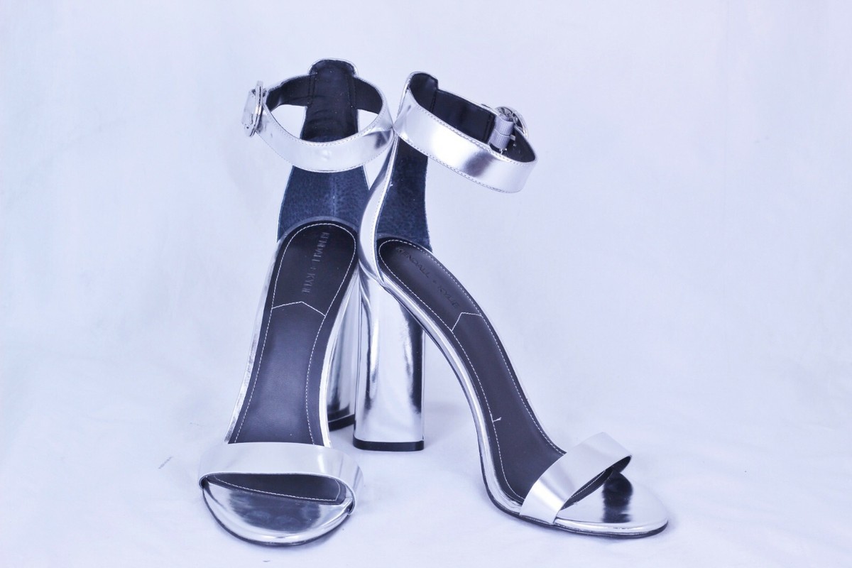 Kendall Kylie Women's Giselle Ankle Strap Heels Silver Leather