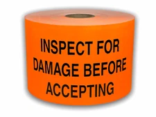 Large 3x5-inch Inspect for Damage Before Accepting Orange Labels Pack of 250