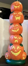 Vtg Sun Hill Halloween Stacking Totem Pumpkins Jack-O-Lantern Blow Mold 38" Read