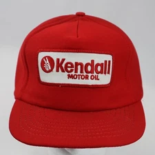 Vintage Kendall Motor Oil Trucker Hat Foam Snapback Dad Cap Red Peace Sign Patch