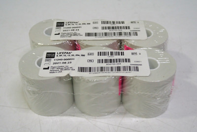 6 Physio Control LifePak Defib Paper Rolls (Cat#11240-000031) 50MM