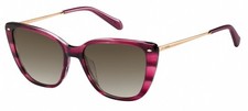 Fossil 2101/G/S Sunglasses Women 0LHF Opal Burgundy Cat Eye 54mm New  Authentic