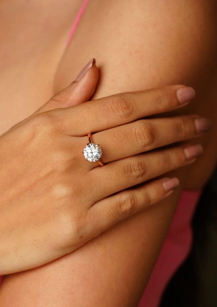 0.54 Ct Lab Grown D/VS1 Diamond Solitaire Ring 14k Yellow