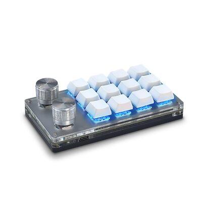 12-Key Programmable Mechanical Keyboard Compact RGB Keypad with Macro Knob