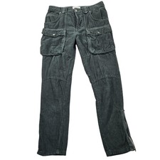 We The Free Pants Womens 25 Green Corduroy Cargo Straight Leg Button Fly Zip