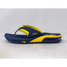 Reef Fanning Pregame Bottle Opener 'Michigan' Navy Sandals Slides, Size 13 NWT