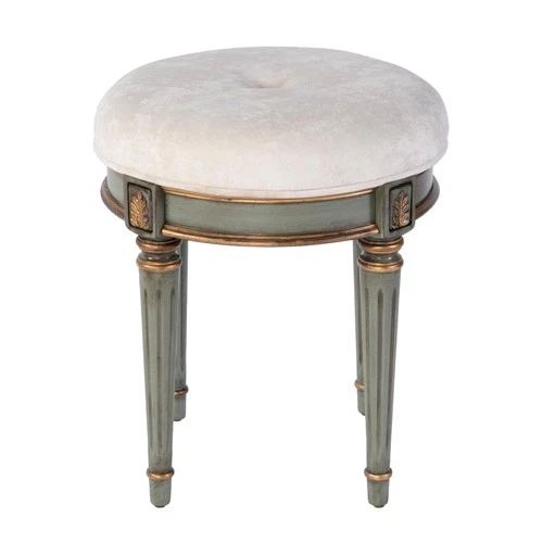 Butler Specialty Company Bernadette 18"W Round Upholstered Vanity Stool - Green - Picture 3 of 6