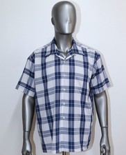 Vintage 1950/60s Blue Checkered Shirt Loop Collar DONEGAL Size XL Made in USA
