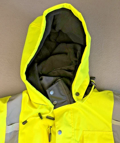 Kishigo Ripstop Bomber Jacket Hi Vis Yellow Reflective Men Medium JS130 VG image 5