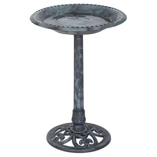 28" Height Pedestal Bird Bath Outdoor Garden Decor Vintage Yard Art Birdbath
