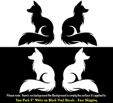 Fox Silhouette Two Pack 5" Vinyl Decals Mirrored Car Truck Window Laptop Tablet