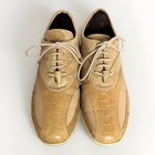 Genuine Ostrich/ Goat Beige Shoes Oxford Mens Land Handmade Sneaker Size 9 — photo 2