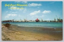 Pascagoula Mississippi Gulf Coast Shipyards Harbor Scene Chrome Postcard Unposte