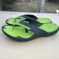 Crocs Gray & Green Classic Flip Flops Sandals Shoes  Sz Men’s 15