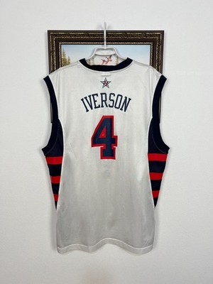 Vintage Reebok Team USA Iverson White Jersey Basketball Mens Shirt