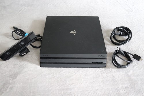 Ps4 pro console Black For Parts only with cables powers on playstation camera