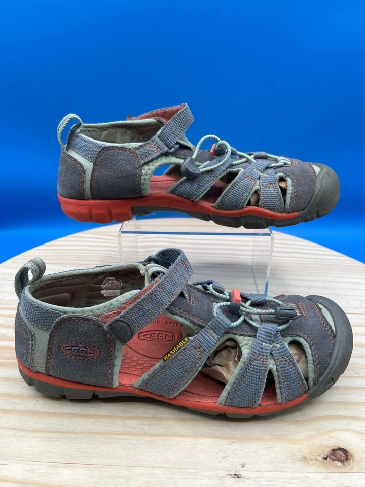 KEEN Kid's Sea Camp Sz 3/UK2/EU35 Closed Toe Sandals Blue/Red Hook/Loop - Image 2 of 4